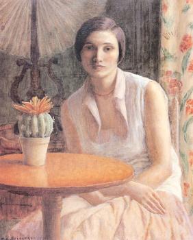 弗雷德裡尅 卡爾 弗裡塞尅 Portrait of a Woman with a Cactus 弗雷德裡尅 卡爾 弗裡塞尅 Portrait of a Woman with a Cactus